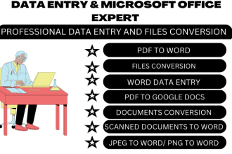 convert PDF to excel,word, and data entry data conversion