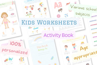 create kids activity book and learning worksheets