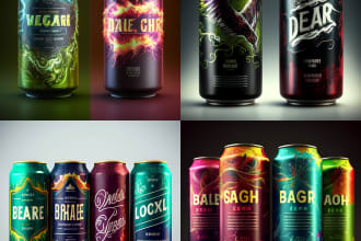 make labels design beer soda energy wine cans bottles alcohol or mockup