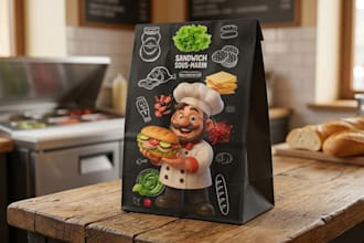 create custom doodle art for product packaging and boxes