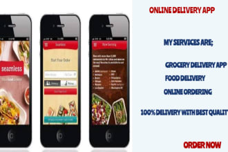 develop grocery delivery app, restaurant, online ordering, food delivery, uber
