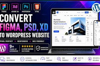 convert figma, psd, xd to wordpress website