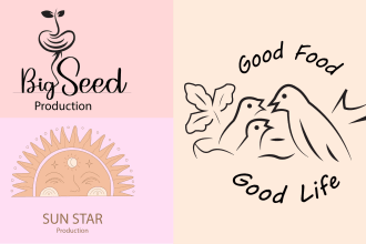 design hand drawn feminine botanical boho logo in 24 hours