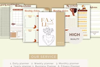 design digital custom planners, trackers, calender and more