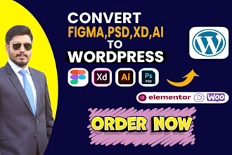 convert PSD, figma, wix, html to wordpress website by elementor