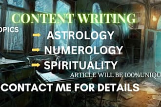 write articles on astrology, numerology and spirituality