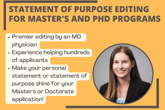 edit your statement of purpose for any masters or doctoral program