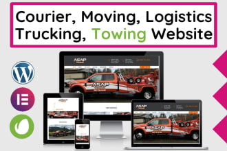 design courier, logistics, transportation, trucking, or towing service website