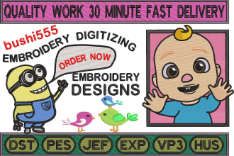 do embroidery digitizing for embroidery design, embroidery patch emb dst pes jef
