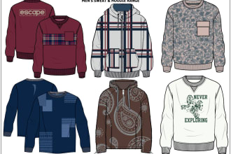fashion cad illustration flats technical jacket drawings