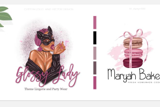 design custom watercolor feminine logo and vector design
