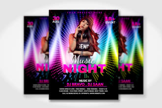 design dj party poster, event, music, club, hip hop concert flyer