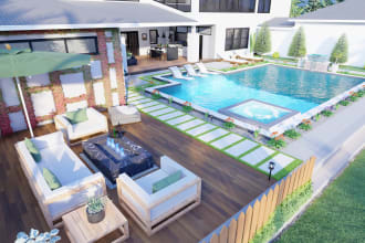 design your front and backyard landscape pool, fire pit, patio, hot tub, garden