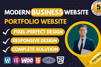 develop a modern business website or portfolio website for your small business