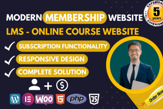 develop dynamic wordpress membership site, lms site, course selling website