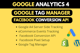 setup ga4, GTM, facebook pixel and server side capi tracking