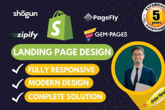 create shopify store or landing page, sales page with shogun, gempages, pagefly
