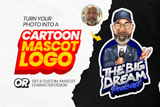 design a highly detailed cartoon mascot logo for business or personal brand