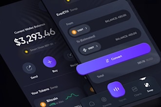 crypto wallet app, bank app, blockchain app, chatbot, booking app, chat app
