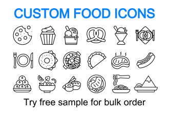custom food icons design for your website or app