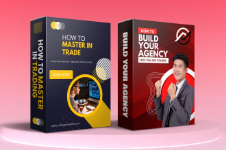 design digital product 3d box mockup software, online course cover