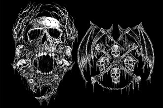 draw a detailed dark art illustration