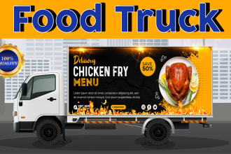 design stylish food truck wrap, van wrap, box truck wrap and trailer wrap