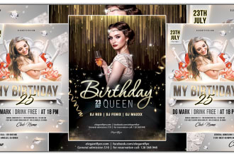 design birthday flyer, party flyer and any event flyer design