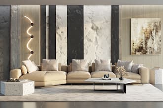 3d furniture visualization rendering in interior scene