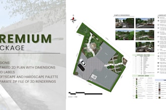 design the landscape of your home 2d plan and 3d rendering