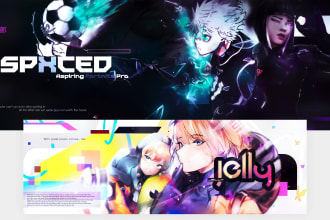 design a custom anime youtube, twitter banner header