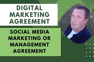 write digital marketing, SEO, social media marketing or management agreement