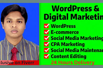 do wordpress, ecommerce, CPA, digital marketing and content editing