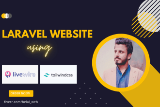 develop laravel website using livewire, tailwind css