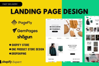 design shopify landing page, with pagefly, gempages or shogun