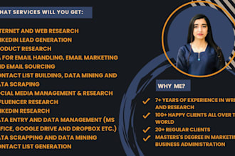 generate b2b leads, contact list, data entry and web research