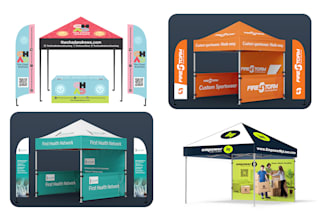 design 10x10ft canopy tent, 6ft table cloth for trade shows with two concept