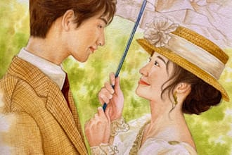 paint traditional watercolor portraits for you