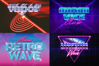 make retro 80s logo design, vintage, chrome, synthwave
