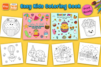 design bold and easy kids coloring book, KDP kids coloring pages