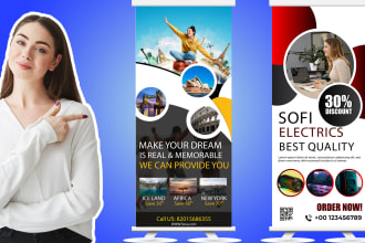 design roll up, retractable, pop up banner or feather flag