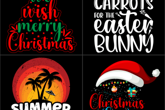 do an awesome custom typography christmas t shirt and graphic t shirt design