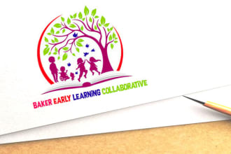 make modern childcare logo design with 24 hours
