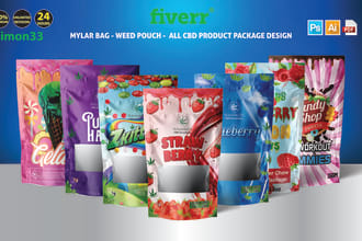 design premium weed pouch, mylar bag, cannabis cbd packaging