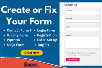 create or fix wordpress contact form 7, gravity form, ninja form, wpform