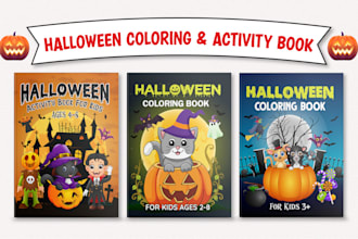 design halloween coloring book cover for amazon kdp