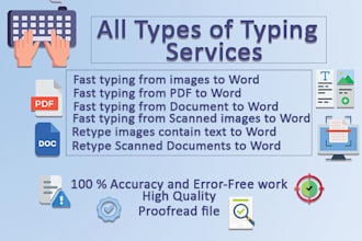 fast typing work, retype pdf to word, scanned pages
