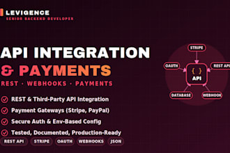 do api integration, payment gateway and webhook setup