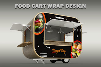 design food truck, food cart, food stall, food van, food trailer wrap design