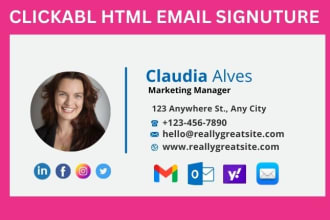 design  clickable HTML email signature for gmail, outlook